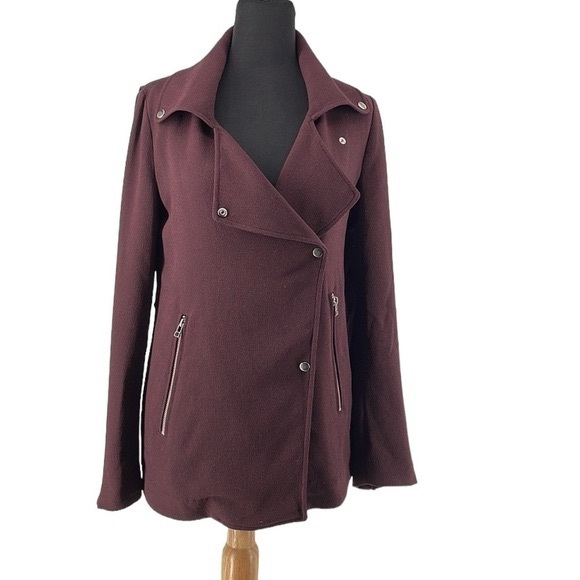 Aritzia Jackets & Blazers - Aritzia Wilfred Mayet Jacket eggplant elongated moto coat crepe material sz xxs